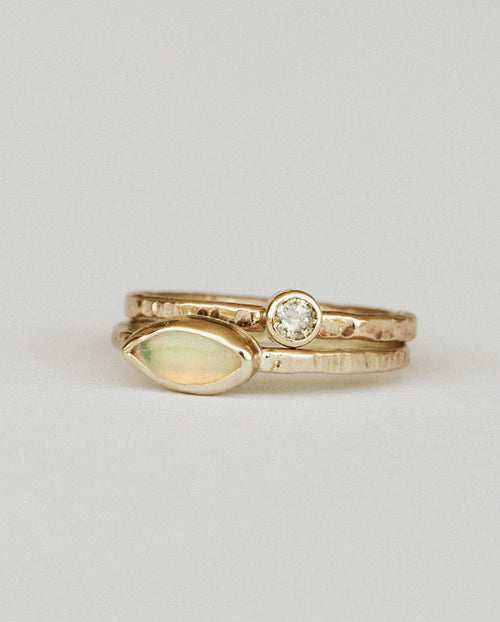 OPAL and DIAMOND ring set - Gold - Size 6