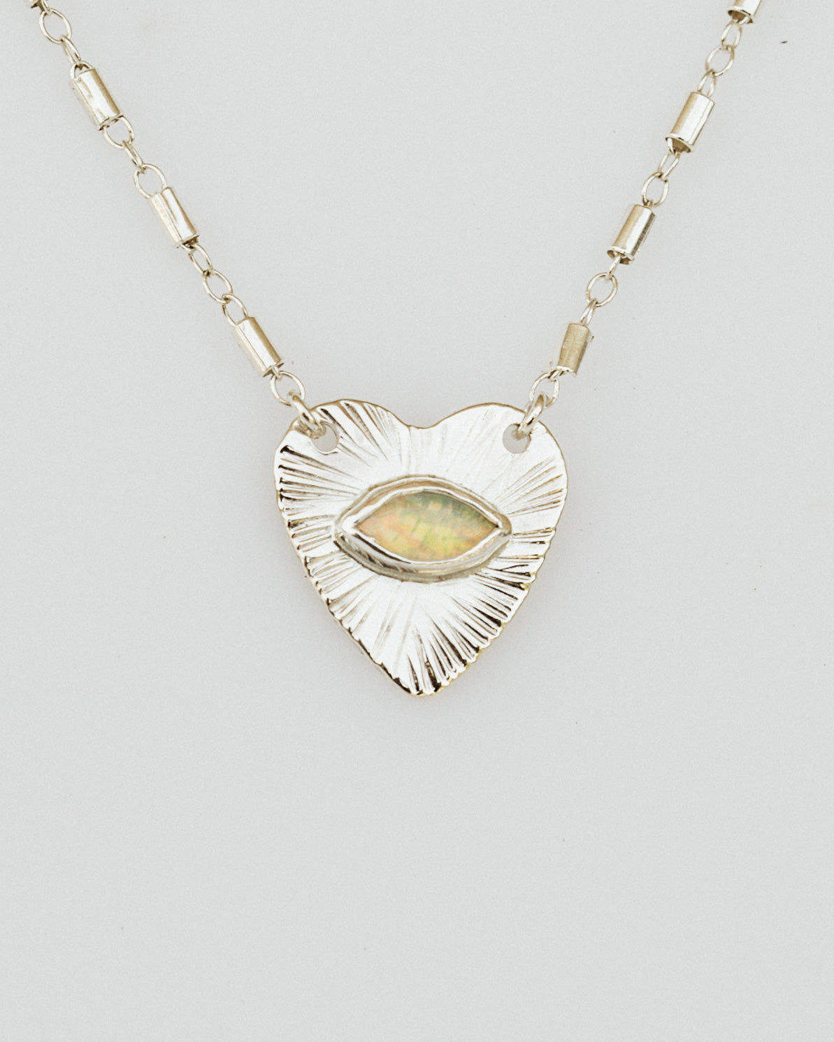 OPAL HEART necklace - Silver