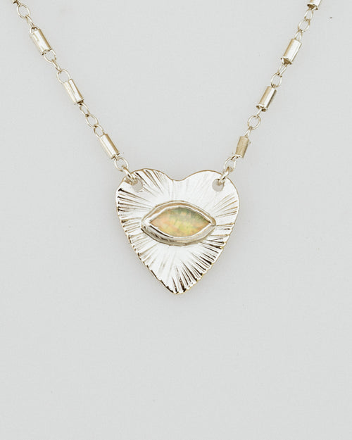 OPAL HEART necklace - Silver