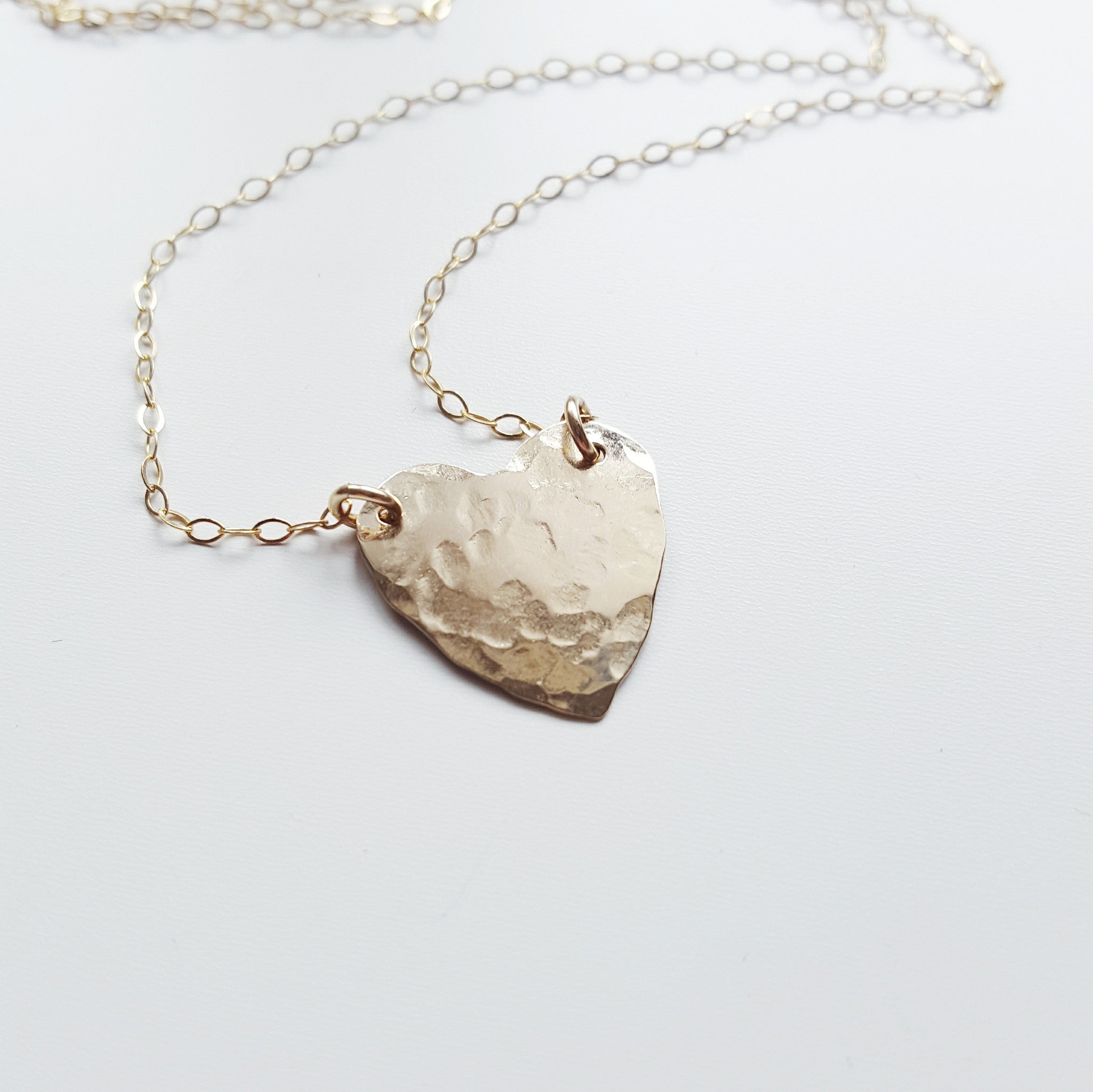 bronze hammered heart necklace with chain
