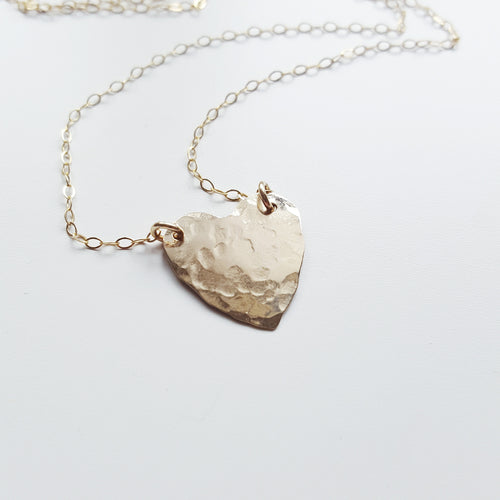 bronze hammered heart necklace with chain