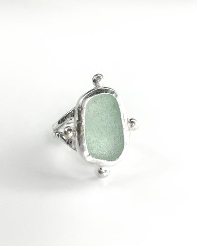 Beach glass ring - size 7