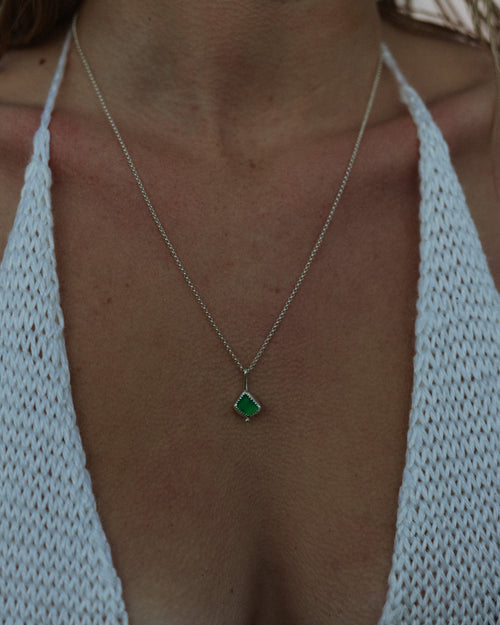 Beach glass necklace - sterling silver