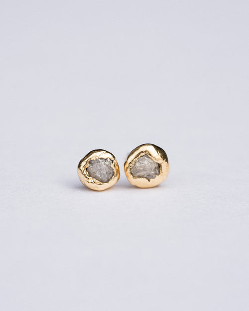 Gold White Diamond Earrings