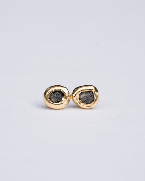 Gold Black Diamond Earrings
