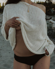 Linen blend sweater - Creamy White