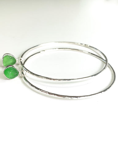 Beach glass bangle - 14k solid gold and 14k gold filled