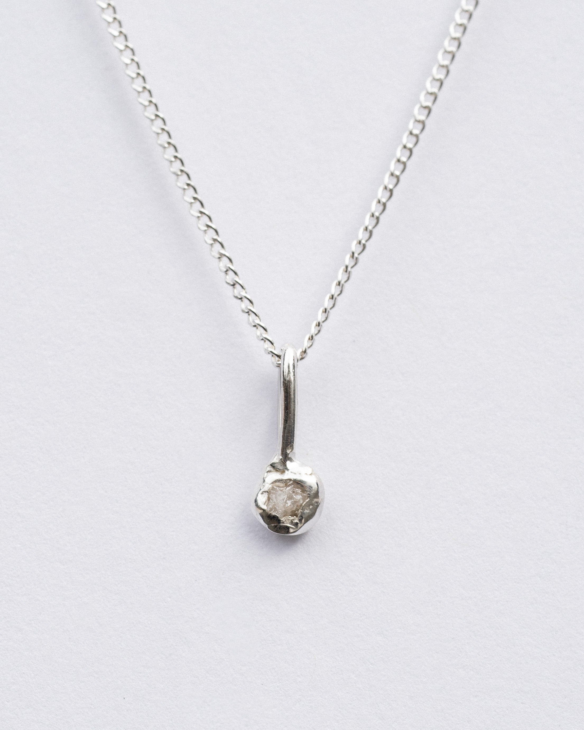 Sterling Silver White Diamond Necklace
