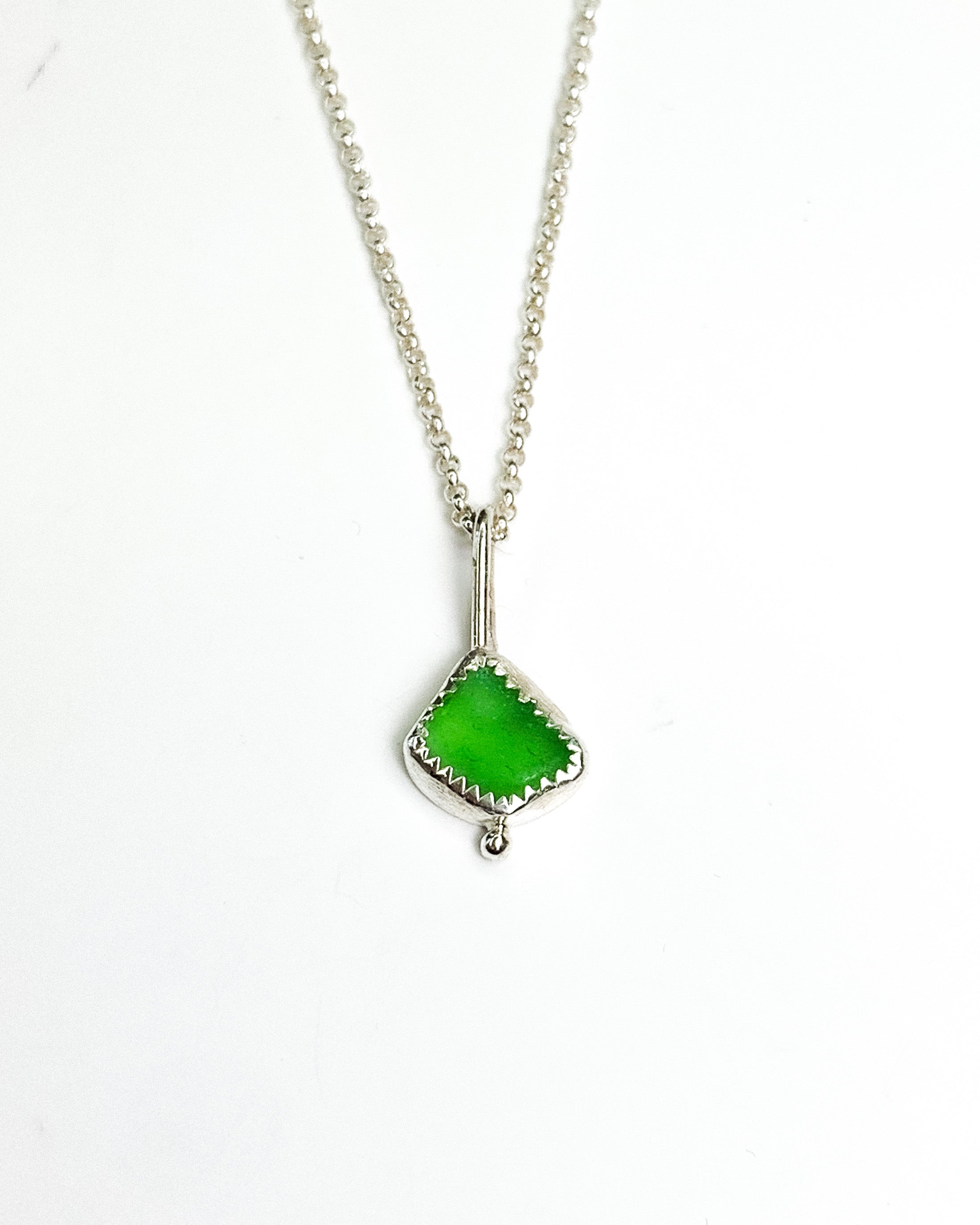 Beach glass necklace - sterling silver